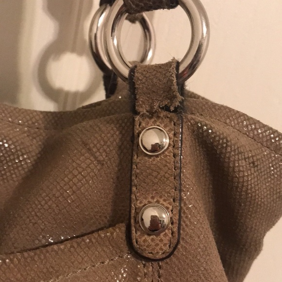 B.MAKOWSKY 3 COMPARTMENT SHOULDER BAG PURSE BROWNISH GREEN GOLDTONE HARDWARE . - Picture 7 of 12